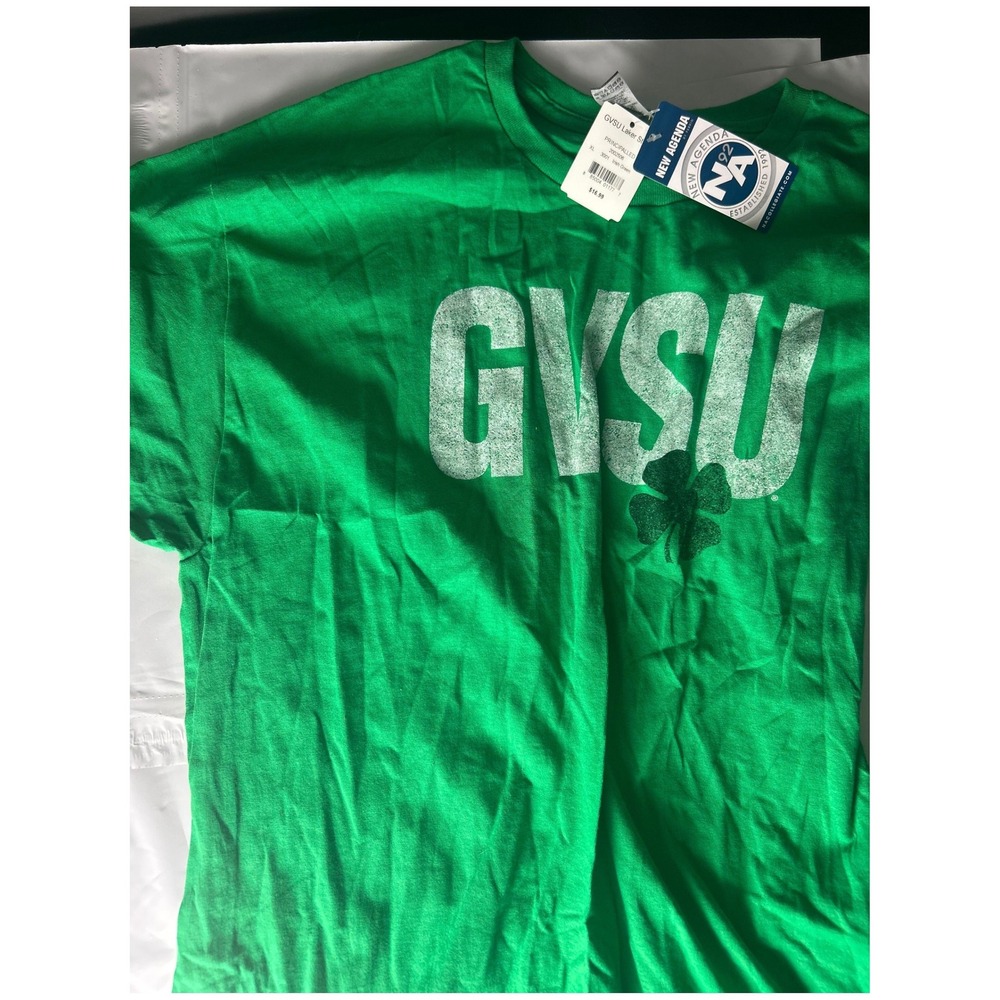 GVSU new Grand Valley State University Green Shamrock T Shirt Size XL